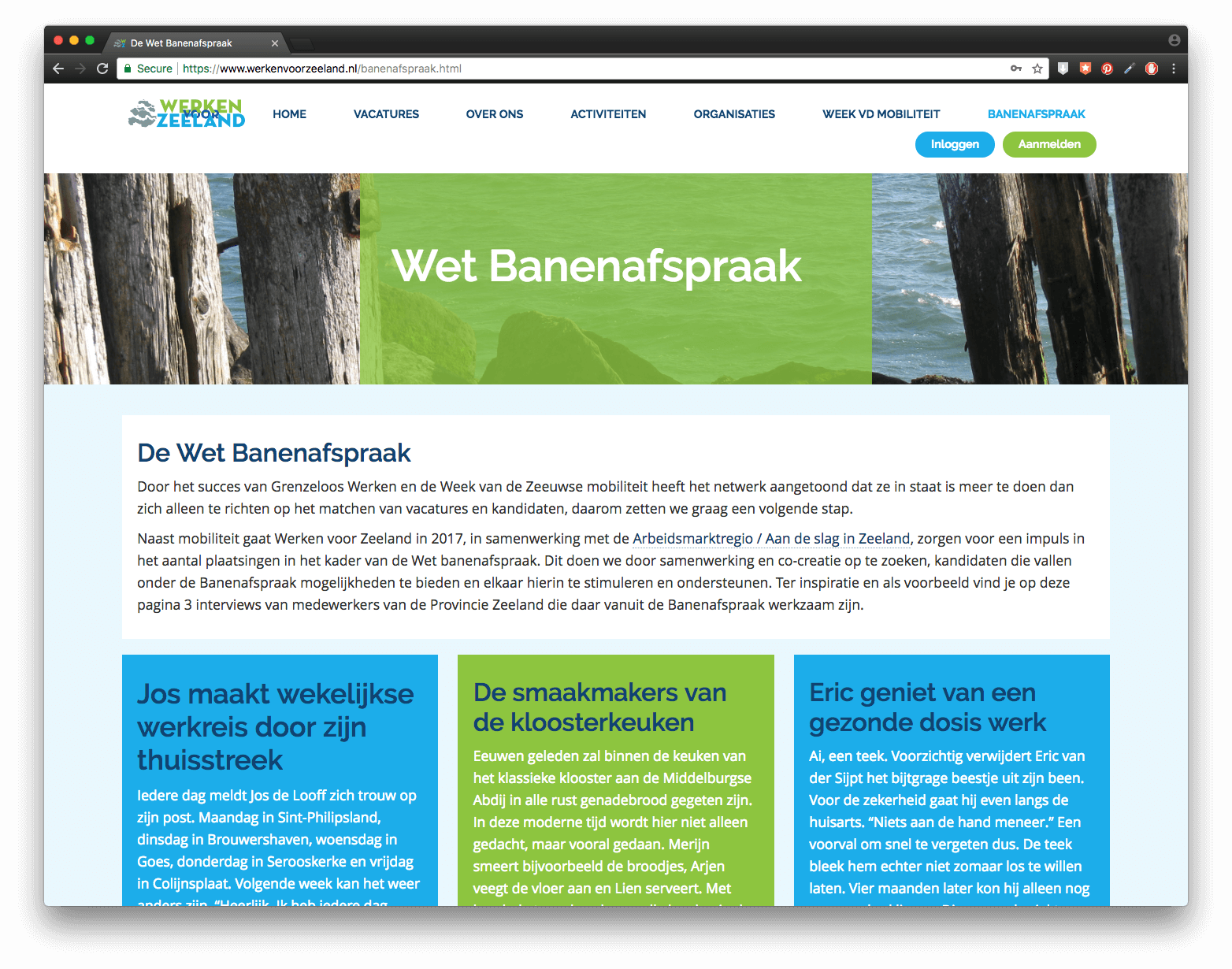 Wet Banenafspraak op de website van Werken voor Zeeland