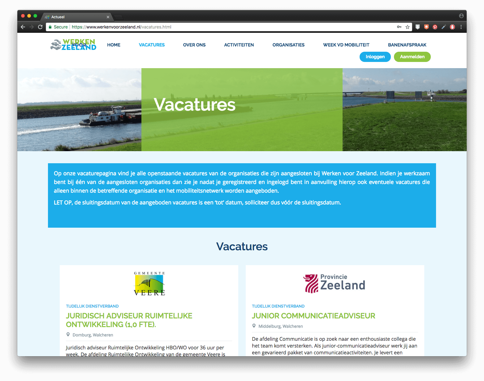 Vacatures op de website van Werken voor Zeeland