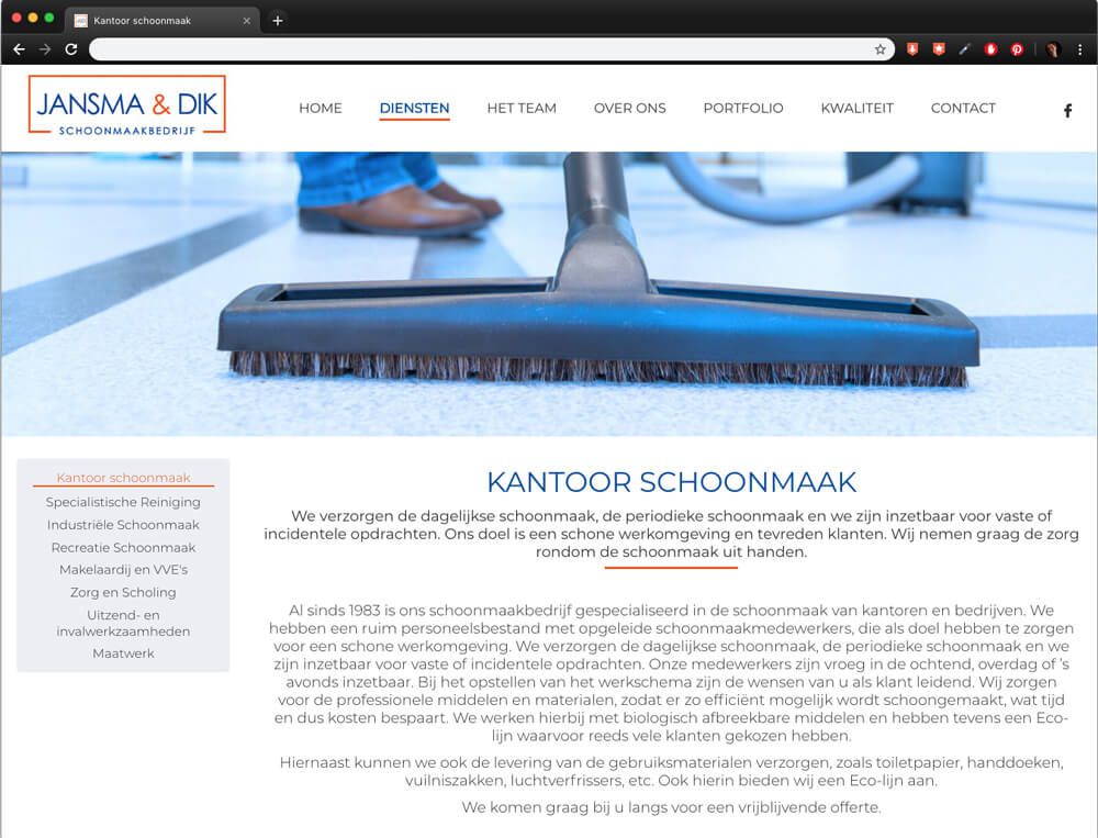 website Jansma & Dik - detail product pagina