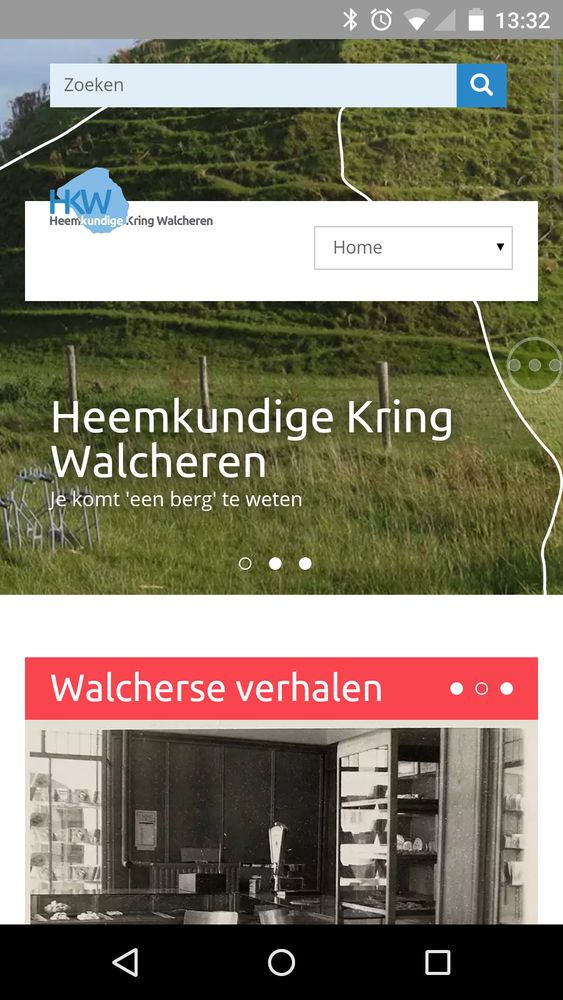 Weergave website Heemkundige Kring Walcheren op mobiel Weergave website Heemkundige Kring Walcheren op mobiel