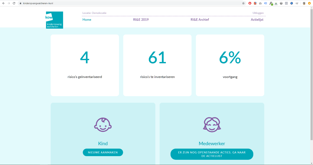 Dashboard RI&E tool vooor Kinderopvang Walcheren (KOW) Dashboard RI&E tool vooor Kinderopvang Walcheren (KOW)
