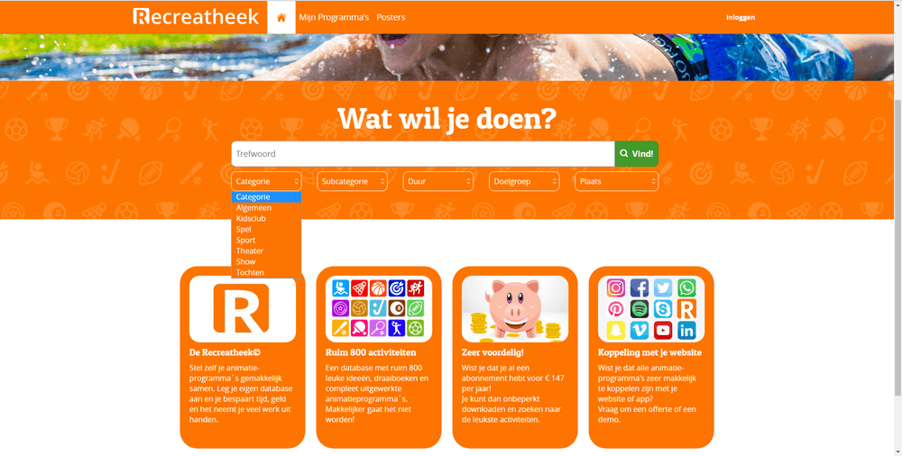 Homepage uitgelogd