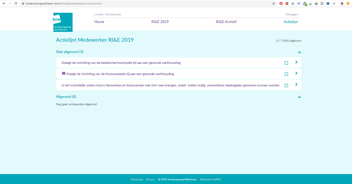 RI&E tool voor Kinderopvang Walcheren (KOW) RI&E tool voor Kinderopvang Walcheren (KOW)
