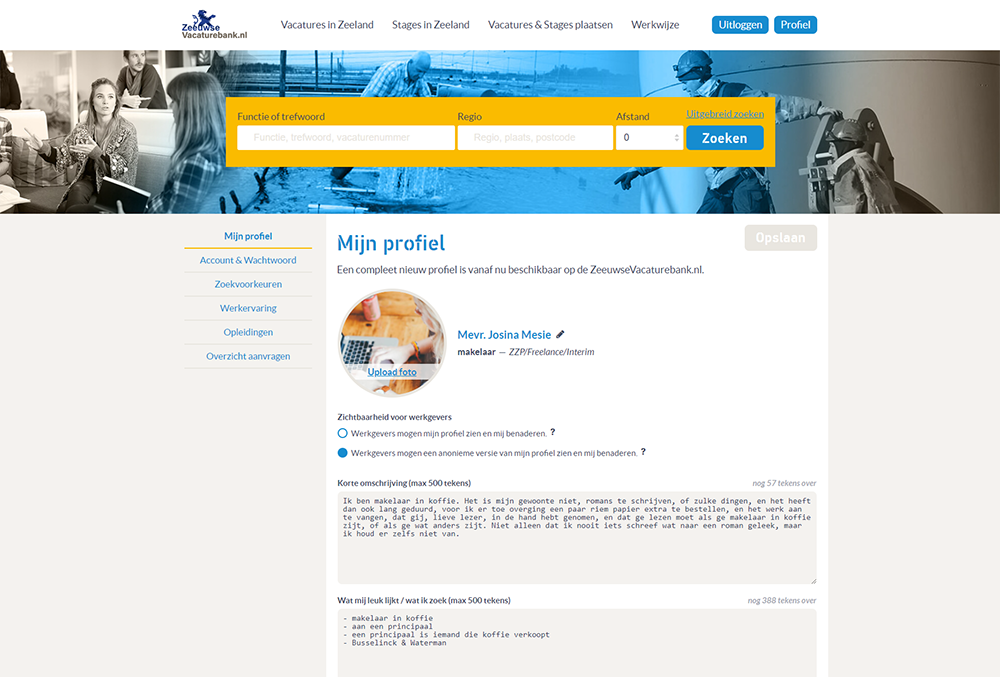 zeeuwse vacaturebank profiel pagina zeeuwse vacaturebank profiel pagina