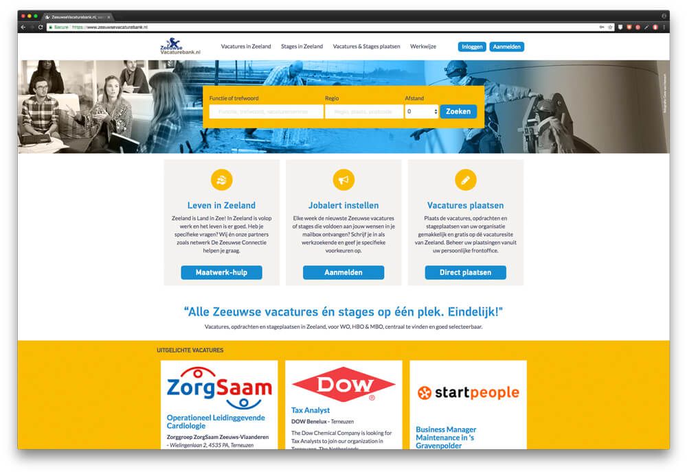 Homepage ZeeuwseVacaturebank.nl